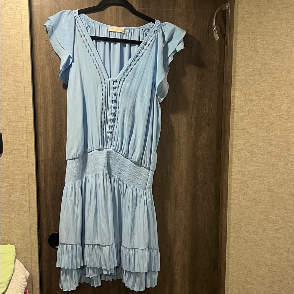 Ramy Brook Sky Blue Pleated Dress